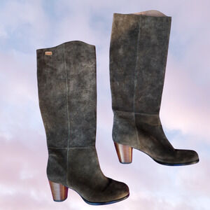 Camper Gray Brown Boho Trendy Western Chic Suede Heeled Boot Sz Womens 8.5